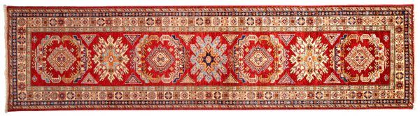 Tappeto Passatoia Afgano Kazak Gold 319x80cm visione dall'alto