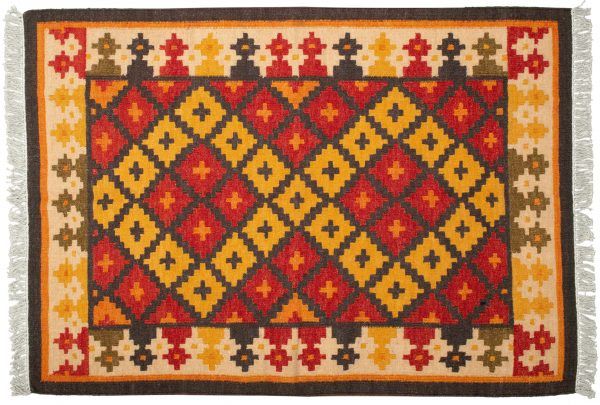 Tappeto Indiano Kilim 180x127cm visione dall'alto