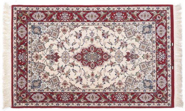 Tappeto Persiano Esfahan. 150X100 colore rosso visione dall'alto