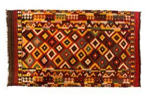 Tappeto Persiano Kilim Senneh. 385 x 222 visione dall'alto