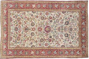 Tappeto Persiano Kashan Seta Antico 206 x 135 visione dall'alto