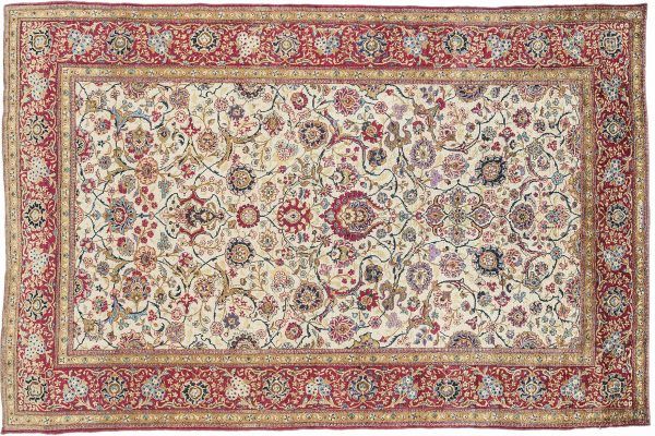 Tappeto Persiano Kashan Seta Antico 206 x 135 visione dall'alto