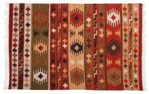 Tappeto Indiano Kilim 183x124cm motivo geometrico - Zarineh Tappeti