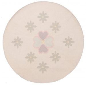Tappeto Indiano Kilim Rotondo 123cm con cuori centrali visione dall'alto