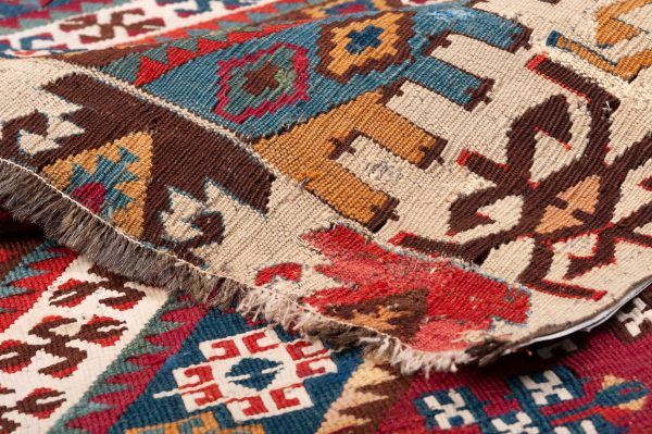 tappeto Caucasico Kilim Antico 336x175 cm Dettaglio