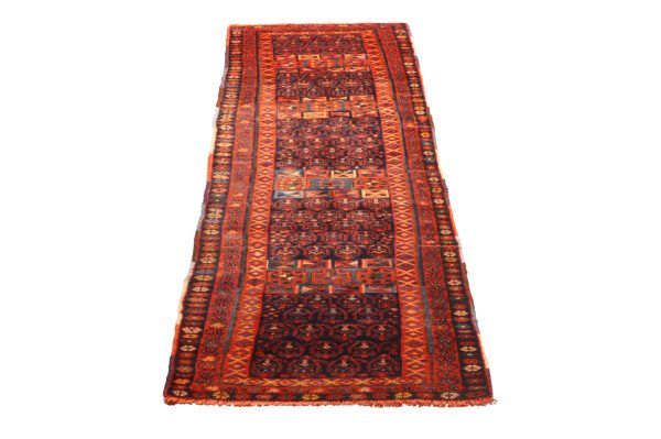 Tappeto Passatoia Persiano Malayer Antico 373x84cm Prospettiva