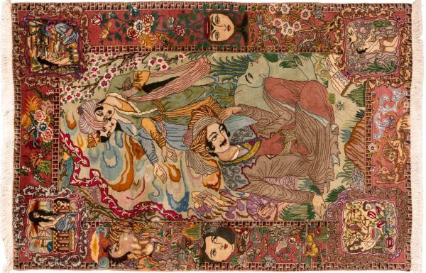 Tappeto Persiano Tabriz Figurato 152x103 cm Alto